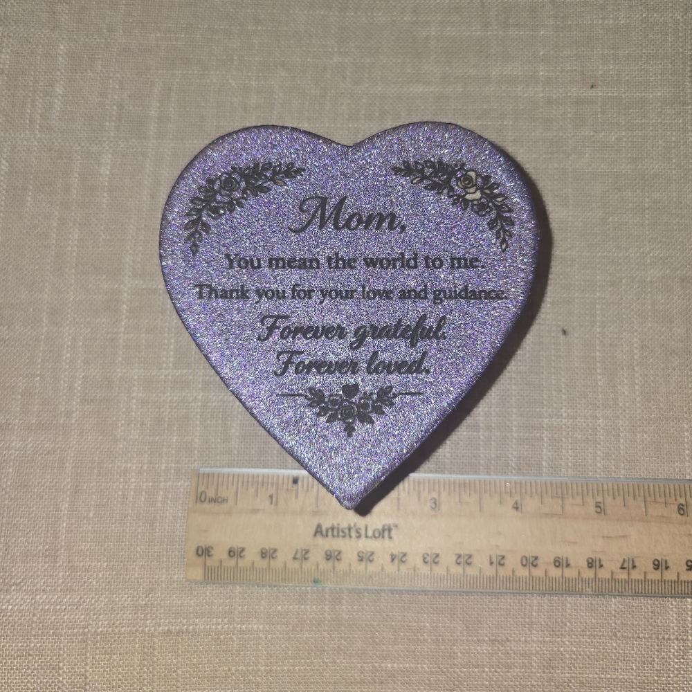 Mothers Day, Heart-Shaped Glitter Keepsake for Mom 3x2